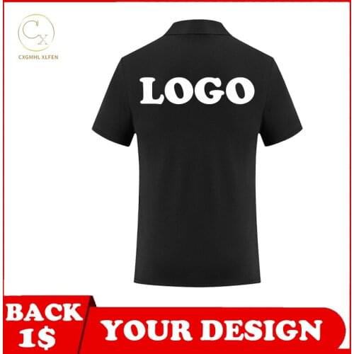 Polo shirt DIY 8-color polo shirt custom logo Pure cotton lapel printing DIY brand text custom printing logo