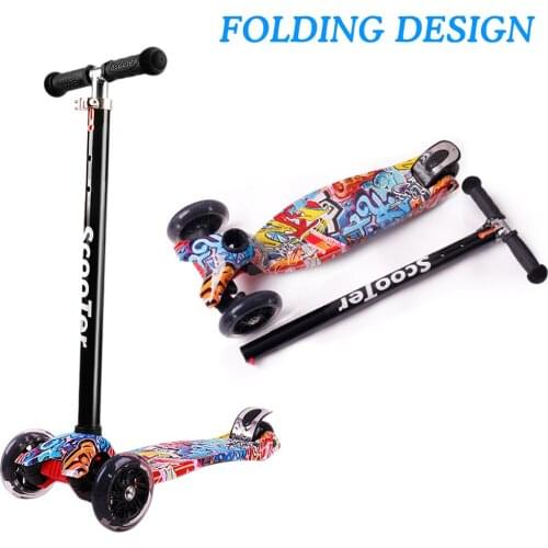 Foldable Scooter for Kids 3 Wheel Scooter with Light Up Wheels Kick Scooter for Toddlers 3-8 Year Adjustable Lightweight Scooter