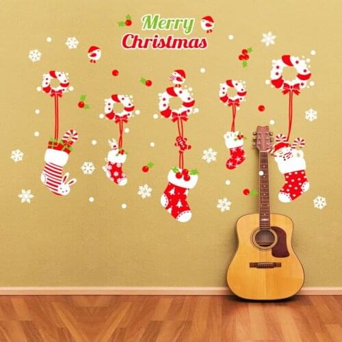 Merry Christmas home decor wall sticker window sticker snowflake Santa window stickers Christmas wall stickers for kids rooms