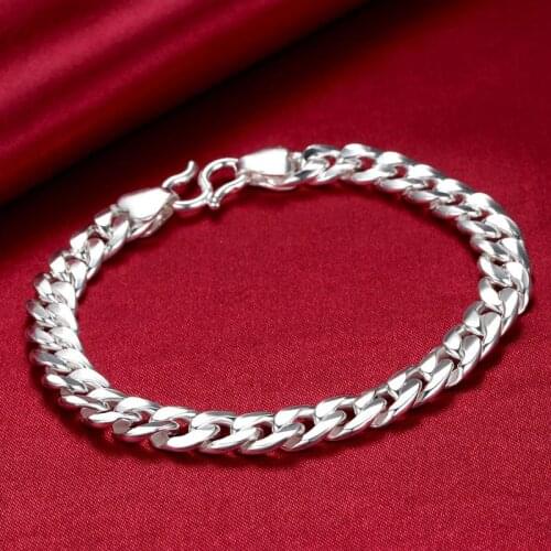 S990 silver bracelet couple chain whip chain flat chain fashion sterling silver bracelet