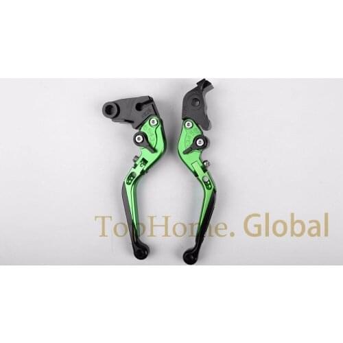 Foldable Extendable Brake Clutch Levers For Kawasaki Z750 2007-2012/ Z800 2013-2016 CNC Green +Black