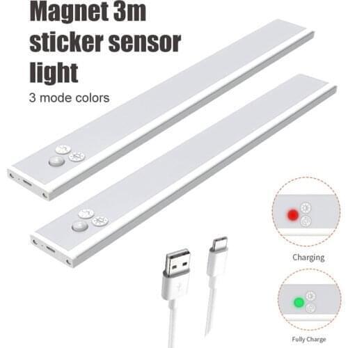 Ultra-thin USB LED Cabinet Lighting 3 Modes PIR Motion Sensor Led Rechargeable Aluminum Kitchen Cabinets Lamp Lights Lighting
