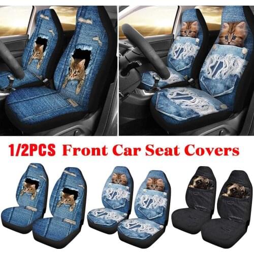 2 pieces of universal front car seat cover protector soft fabric fashion pattern for Most Auto Cars SUV Truck Van