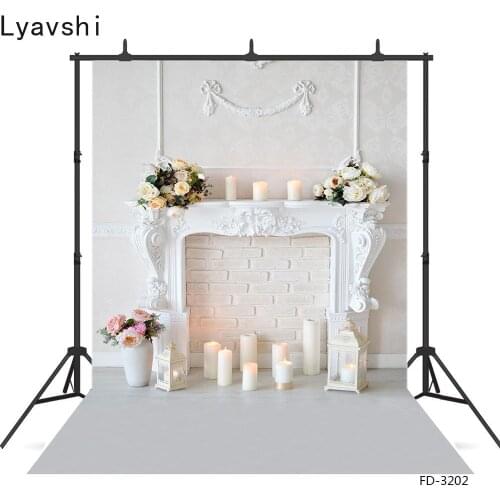 Lyavshi White Living Room Flowers Vase Candles Vinyl Cloth Background for Children Baby Home Photography