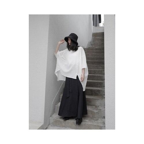 Irregular Split Tide T Shirt Women Clothes 2020 Summer New Fashion Pullover Batwing Sleeve Match All Casual Tee Top ZP1292