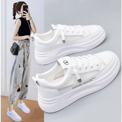 2021 Fashion Mesh Casual Shoes Flats Women Lace Up Dames Sneakers Platform Round Toe Casual Mujer For Summer Spring