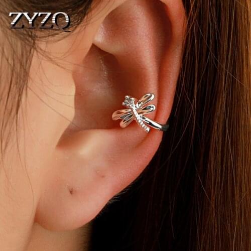 ZYZQ ins Korean Retro U-shaped Mini Dragonfly Clip Earrings For Women Personality Simple Metal No Hole Earrings Fashion Jewelry