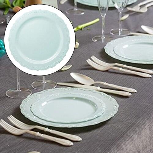 1PC Dinner Plates Hard Plastic Pink Plates Colorful Lace Disc Disposable 7.5/12.5 inch