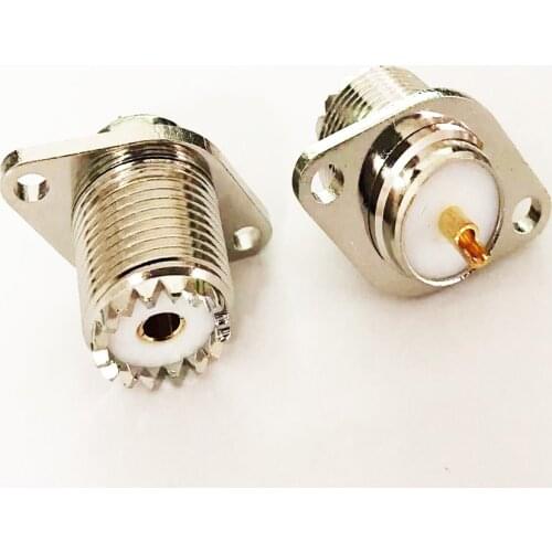 10pcs UHF SO239 Female Jack 2 Hole Panel Mount Flange Solder Cup Antenna Socket Adapter Connector