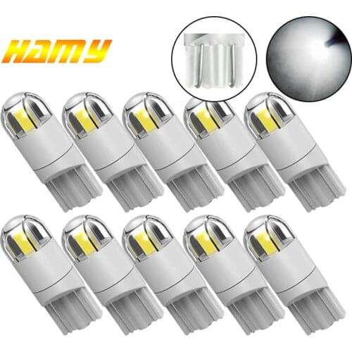 10 PCS W5W 194 LED Bulb For Car T10 5W5 LED Signal Light 12V 3030 SMD 7500K White Auto Interior Dome Trunk License Plate Lamps