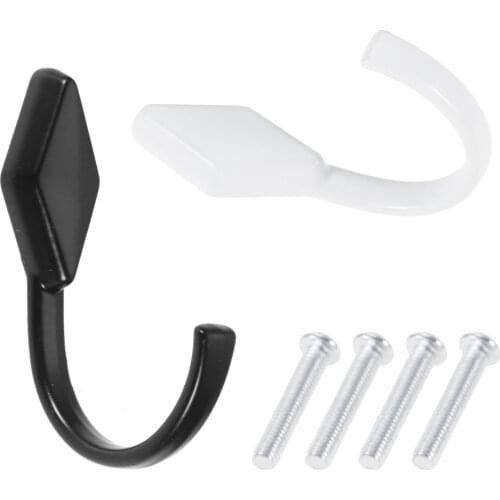 2pcs/1pc White/Black Wall Hooks Zinc Alloy Vintage Simple Style Coat Hook Mounted Robe Single Hat Clothes Decor Hanger w/screws