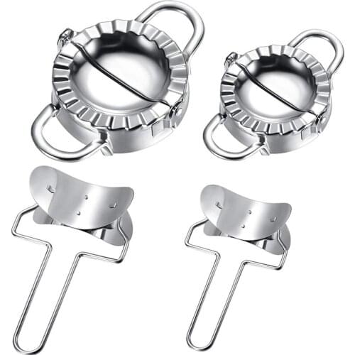 4 Pcs Dumplings Maker, 2 Sizes Dumpling Skin Maker and 2 Sizes Dumpling Molds, Dough Press Cutter Dumpling Maker