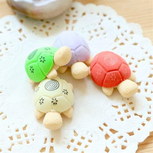 4pcs Kawaii Cartoon Turtles Design Erasers Colorful Rubber Students Gifts School Office Correction Supplies Cute Stationery
