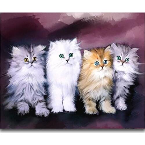 5D DIY Full Round/Square Diamond Painting Cute Cat 3D Embroidery Cross Stitch Rhinestone Mosaic Home Decor Gift Y1225