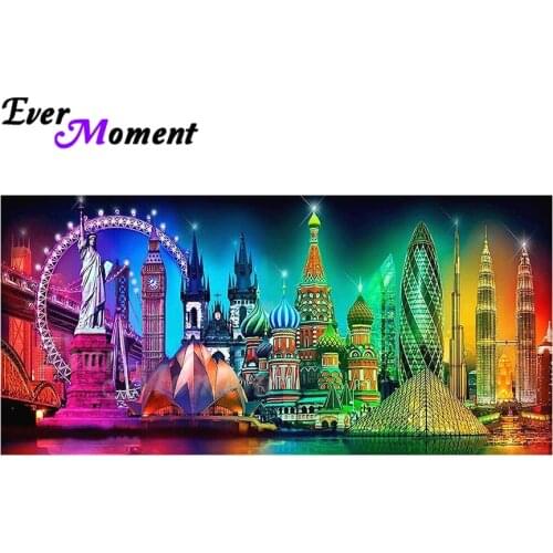 Ever Moment Diamond Painting Modern Architecture 5D Crafts Castle Statue Of Liberty Ferris Wheel DIY Art Collections ASF2319