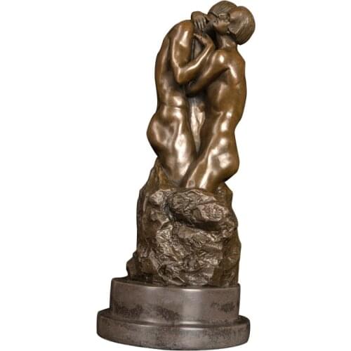 ArtsHom DS-628 Small Figurines Famous Antique Art The Kiss Statue Romantic Couple Man and Woman Lover Sculpture For Wedding Gift