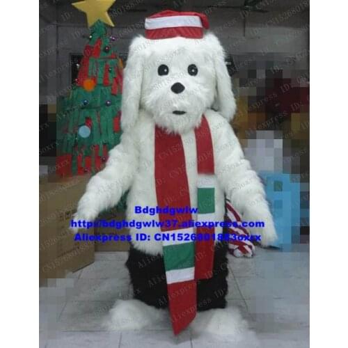 White Long Fur Christmas Dog Poodle Pudel MalteseDog Sheepdog Bichon frise Mascot Costume Trade Show Square Publicity zx780