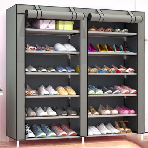 Large Capacity Double Row DIY Shoe Rack Home Multi-layer Dormitory Storage Dustproof Shoes Shelf Cartoon Cloth Shoe Cabinet