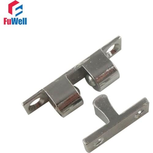 10pcs Door Holder Catch 40mm Length Zinc Alloy Door Stopper Double Ball Latch Silver Tone for Cabinet Door