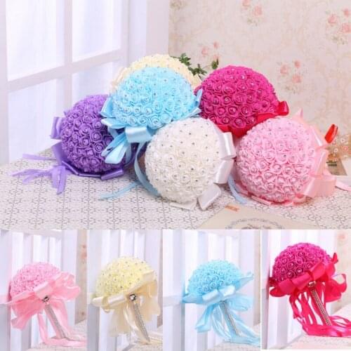 Artificial Bridal Bouquet Handmade Beauty Foam Roses Wedding Bouquet Party decoration Accessories