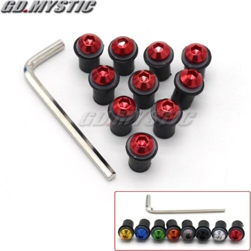 10Ps Motorcycle 5mm Windscreen Windshield Bolts Screw Nut Fastener Kit For APRILIA RS 125 RS125 RSV4 Fairing kit RSV 1000 Tuono