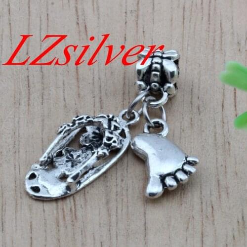 Hot ! 10pcs Zinc Alloy Charm Pendants Flip flop & feet DIY Jewelry B-43