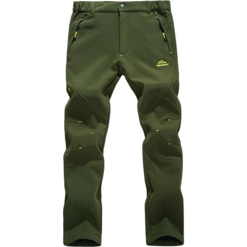 Hot 2020 Outdoor Winter Thicken Fleece Suede Thelmal hiking Sports Zipper Pocket Mountain Climbing Camping Pants Men