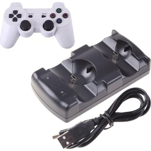 Portable Dual Controller for PS3 Charger Station Fast Charging Dock Dual Controller with Safety Chip with Atmosphere LED