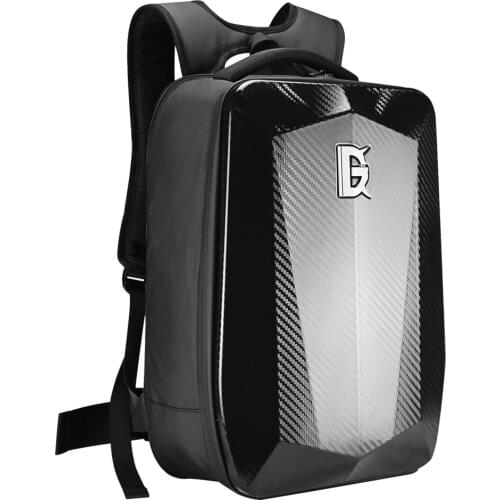 Motorcycle riding backpack, double rider motorcycle bag, hard shell helmet bag, computer bag, carbon fiber texture