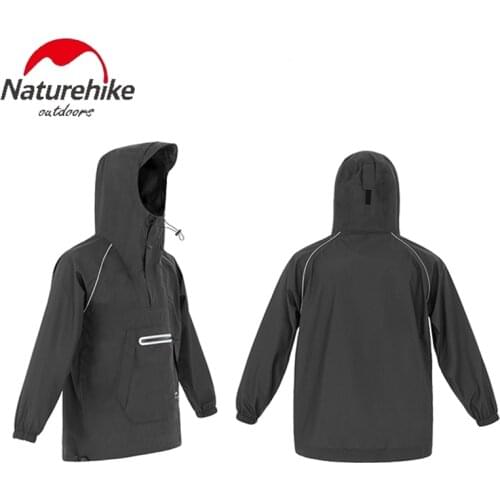 Naturehike Outdoor Black Fashion Adult Waterproof Raincoat Portable Women Men Rain coat Hooded For Hiking Travel Fishing Camping