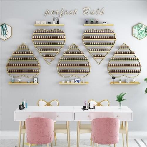 Iron Nail Art Shelf Wall Hanging Heart-shaped Nail Polish Glue Display Stand Cosmetics Store Nail Polish Shelf Wall Rack