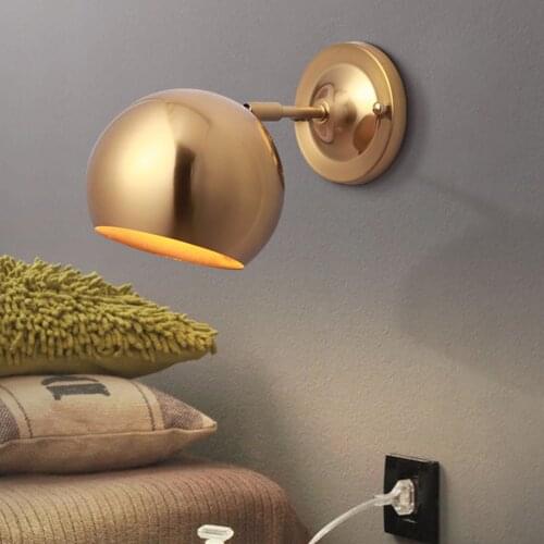 Golden Wall Lights Special Glass Round Ball Bedside Wall Lights In Bedroom Home Decro AC110-240V LED Bedroom Bedside Wall Lamp