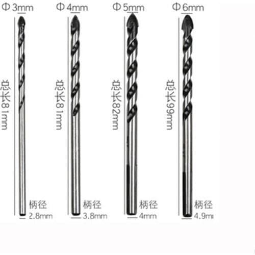 4pcs 3mm 4mm 5mm 6mm Multi-functional Glass Drill Bit Triangle Drill Bits For Ceramic Tile Concrete Glass Marble DB02059