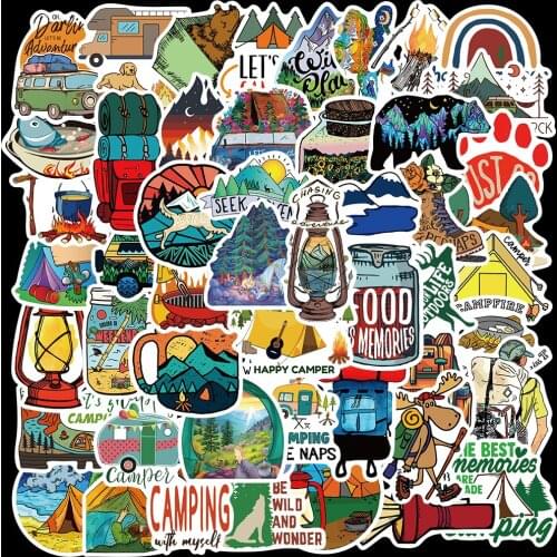 50pcs Field Camping Stickers Aesthetic Graffiti For Suitcase Skate Waterproof Portability DIY Decals