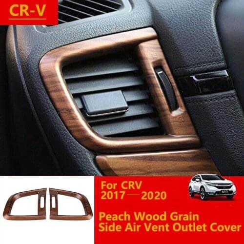 Car Air Vent Trims Side Wind Outlet Decoration ABS Peach Wood Grain Dashboard Stickers for Honda CR-V CRV -2020