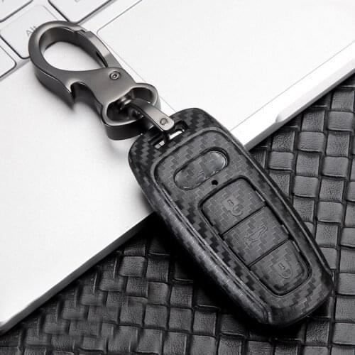 Car Styling Carbon Fiber grain Smart Cover Case For Audi A4 New A4L A5 A6L QT S5 S7 Q7 TTS Auto Protection Key Shell Accessories