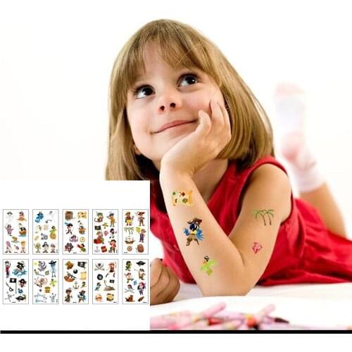 Behogar 10 Sheets Waterproof Pirate Theme Temporary Tattoo Body Tattoo Stickers for Kids Children Birthday Festival Party