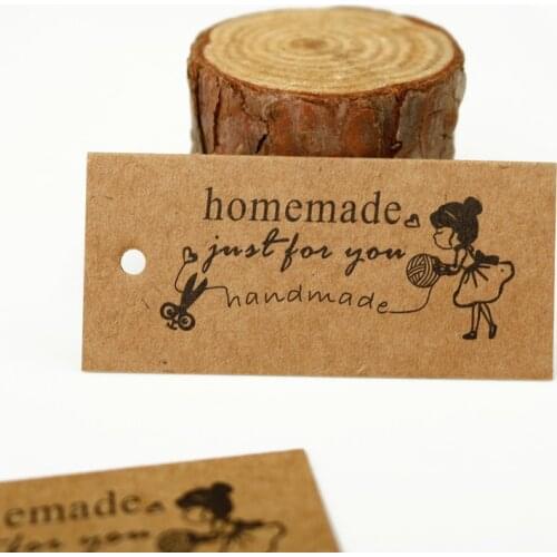50pcs Craft Girl Homemade DIY Kraft Gift Tag Party Wedding Message Gift Tag Hang Tag Craft Cards Label Hemp String Included