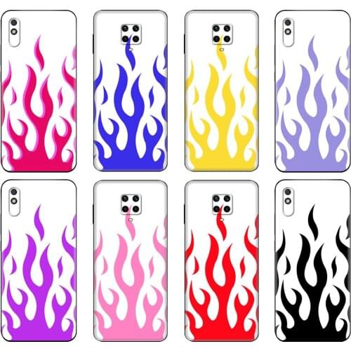 Black tpu Case For Xiaomi Redmi 7A 8 8A 9 9A 9C Case Redmi Note 8T 8 Pro T Note9 9S 9 Pro Case Fashion transparent flame pattern