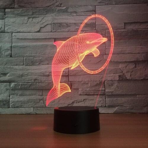 Dolphin New 3D LED Night Light Beside Lamp Touch Control 7 Color Changing USB Touch LED Desk Table Lamp Birthday Mothers Gift