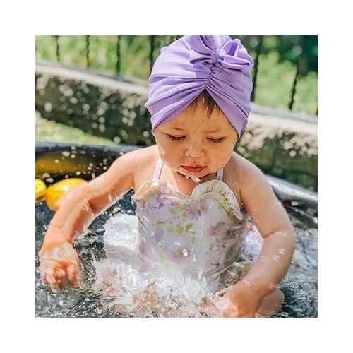 2020 Baby Accessories Newborn Baby Turban Bow Knot Head Wrap Infant Cotton Beanie Hat Winter Warm Cap Solid Baby Shower Props