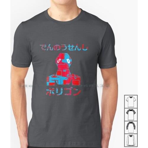 Electric Soldier Porygon T Shirt 100% Cotton Porygon Videogames Red Blue Manga Anime Cartoon Japan Pixel Hiragana Creative
