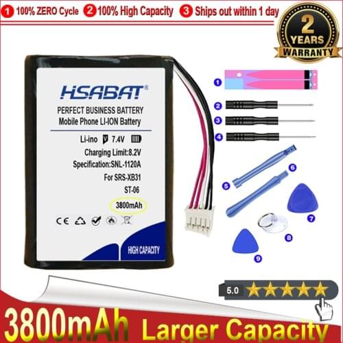 HSABAT 0 Cycle 3800mAh ST-06 Battery for Sony SRS-XB31 5-wire Plug Bluetooth Speaker High Quality Replacement Accumulator