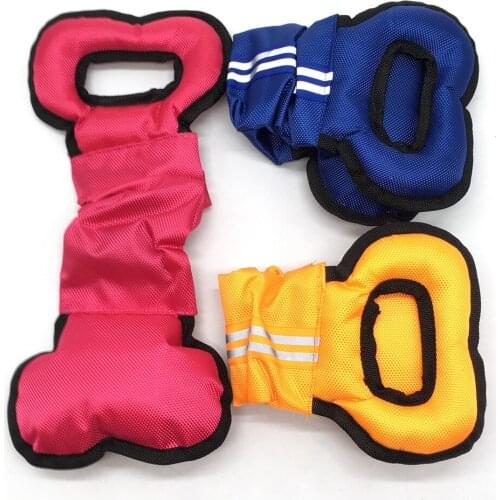 Pet Dog Pull Ring Toys Bone Shape Canvas Interactive Chew Bite Toy Puppy Resistant Molar Training Toys Outdoor Dog Toys