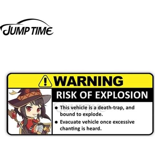 JumpTime 13 x 4.6cm RISK OF EXPLOSION! Konosuba Gods Blessing Warning Car Stickers Windshield Decal Scratch-Proof Car Styling