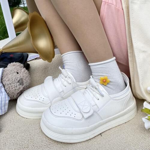 QWEEK Sneakers White Women Sports Shoes Tennis Buffalo Platform Flat Vulcanize Korean Basket Casual Running Spring Autumn Rubber