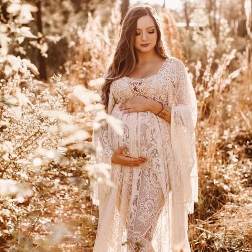 DON&JUDY Lace Boho Style Dress for Photo Shoot Party Evening Wedding Anniversary Crocheting Maternity or Non-maternity Dresses