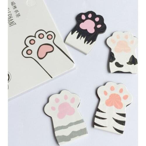 4pcs/Set Lovely Cat Paw Paper Clip of Marker Creative School Cute Children Prize Magnetic Magnetic Bookmark