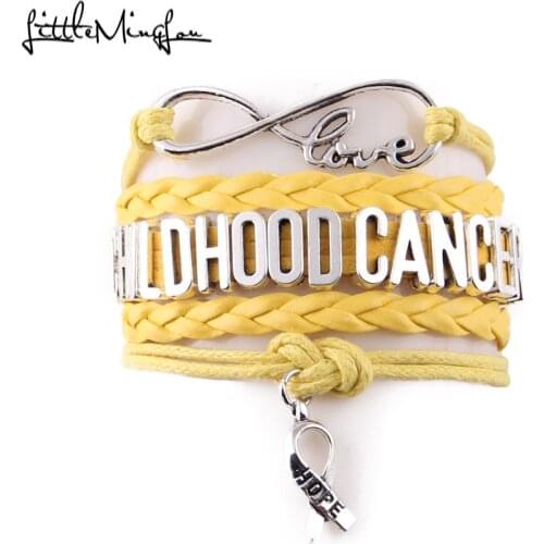 Little Minglou Infinity hope Childhood Cancer bracelet Awareness leather wrap men bracelets & bangles for women jewelry