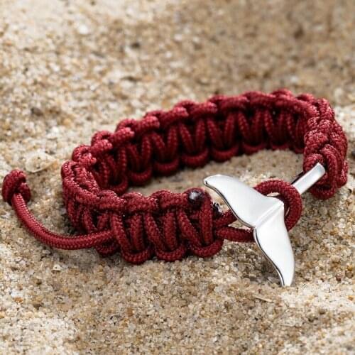 MKENDN 550 Paracord Survival Whale Tail Nautical Bracelet Men Women Beach Wristband Adjustable Jewelry Marine Surf Accessories